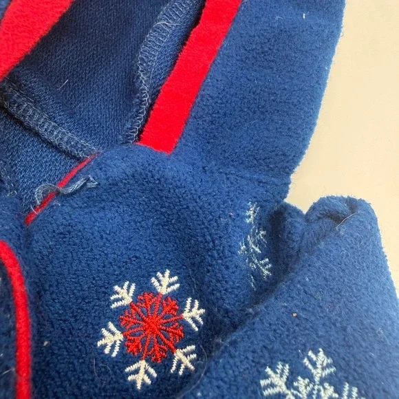 American Girl Doll Navy Blue Fleece Snowflake Hoodie Red Trim 18 Inch Doll Wear - Picture 3 of 5